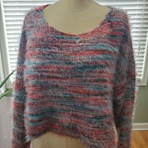 Multi color fuzzy sweater
